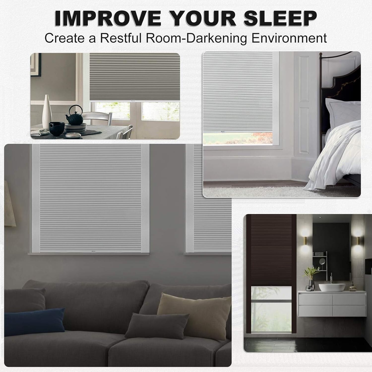 Customizable Light Blocking Strips for Blackout Blinds - 58.5" Silvery Grey Duo