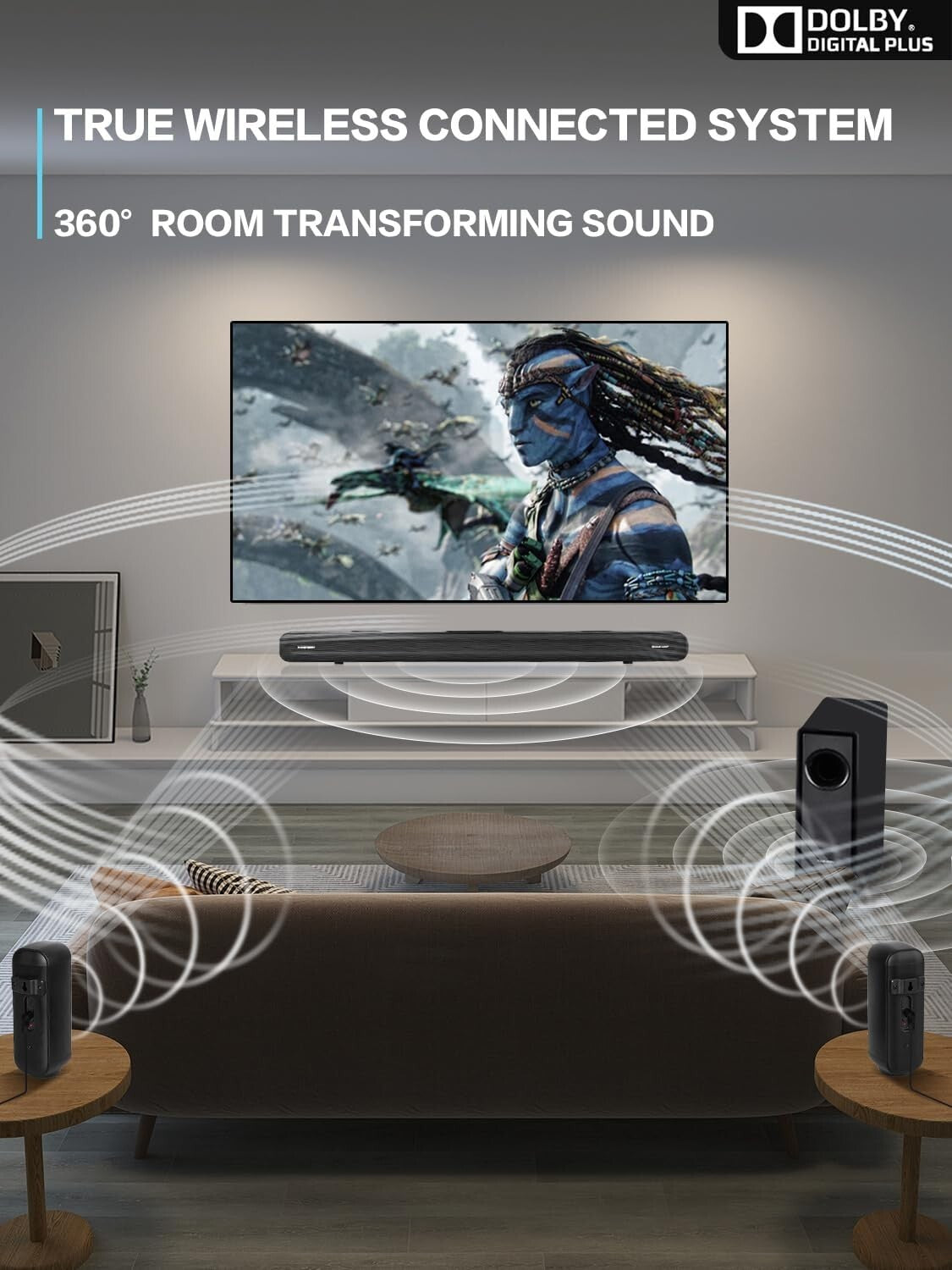 5.1 CH Surround Sound Bar with Wireless Subwoofer & Bluetooth 5.3 - Dolby Audio