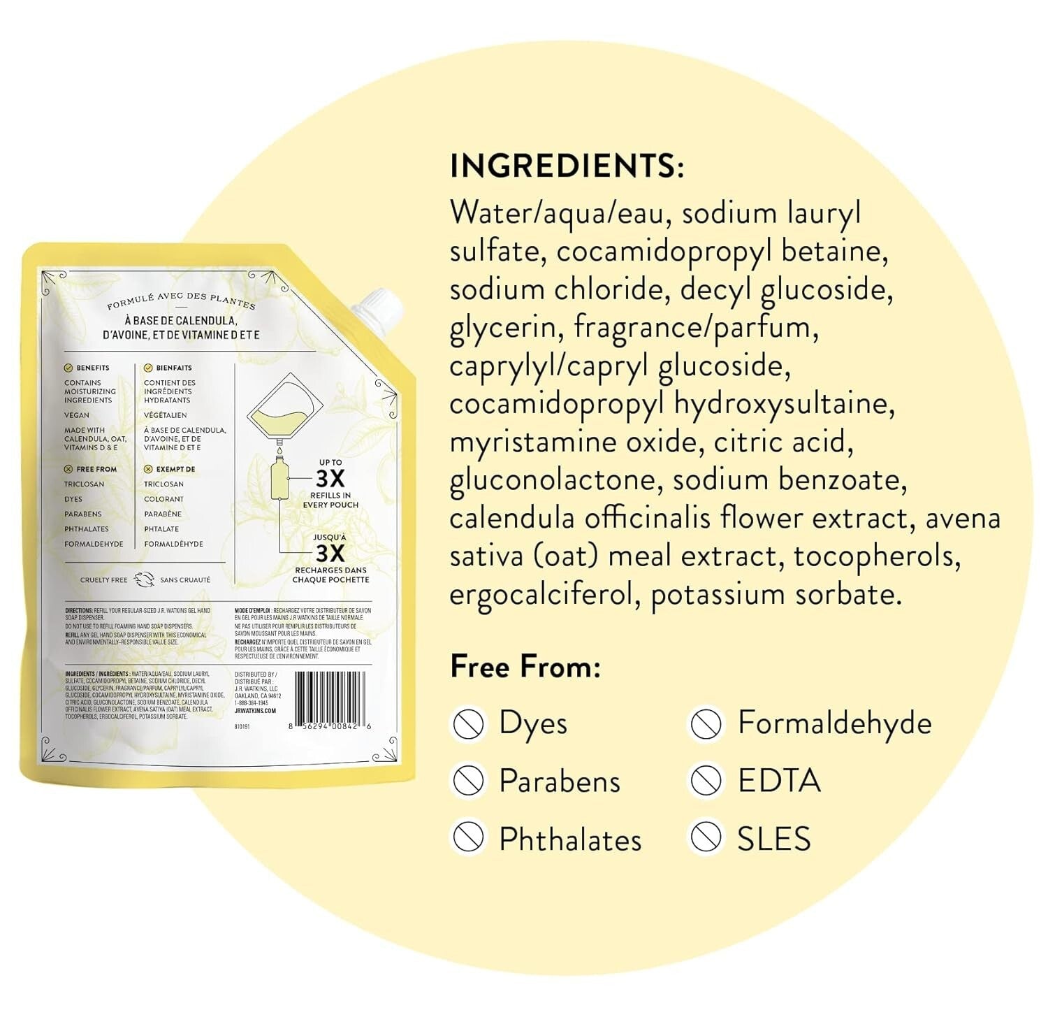 Cruelty-Free 34 fl oz Lemon Gel Hand Soap Refill Pouches - 6 Pack Value Size