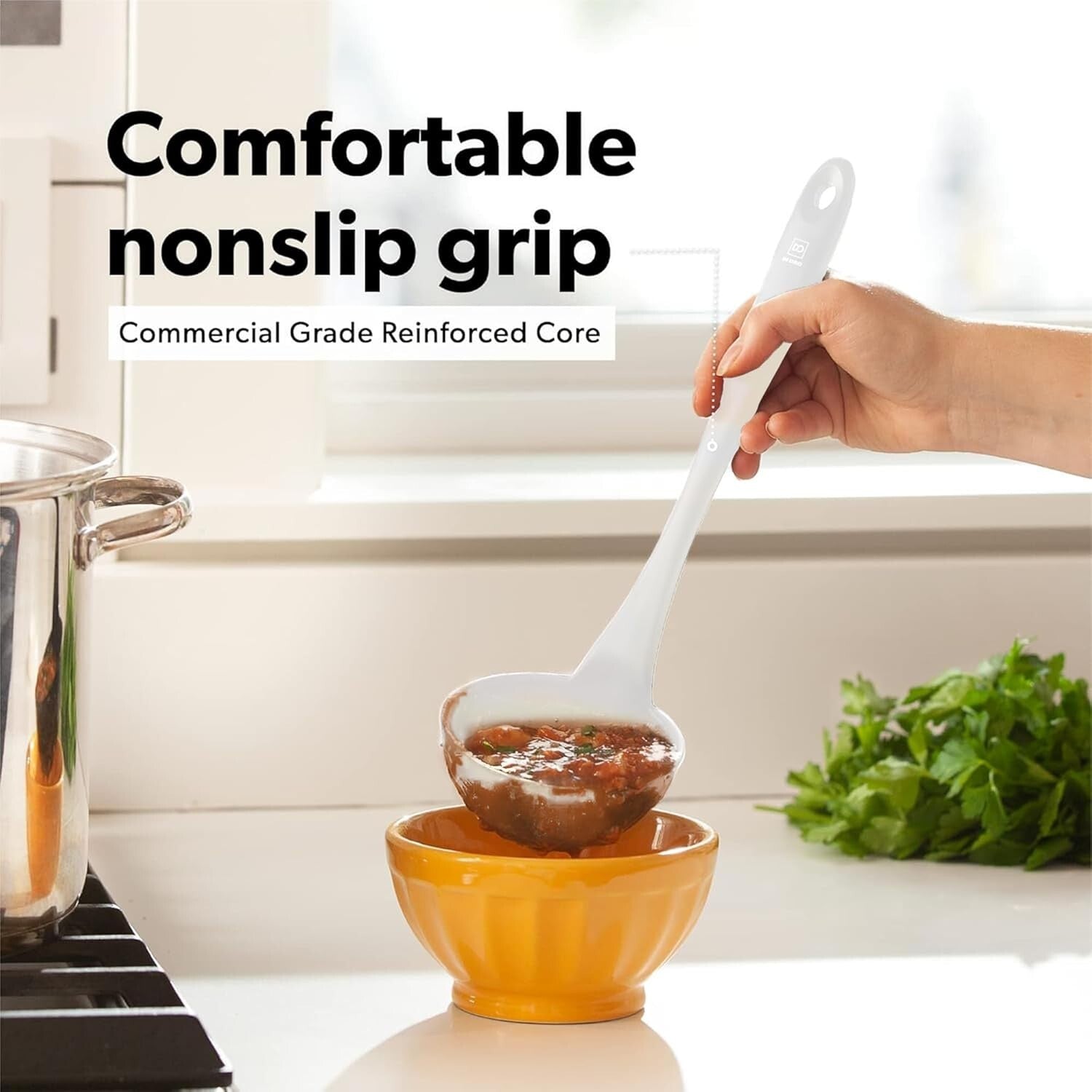 Durable Heat-Proof Silicone Spoon Set - 3 Pieces for Mixing, Serving & Stirring