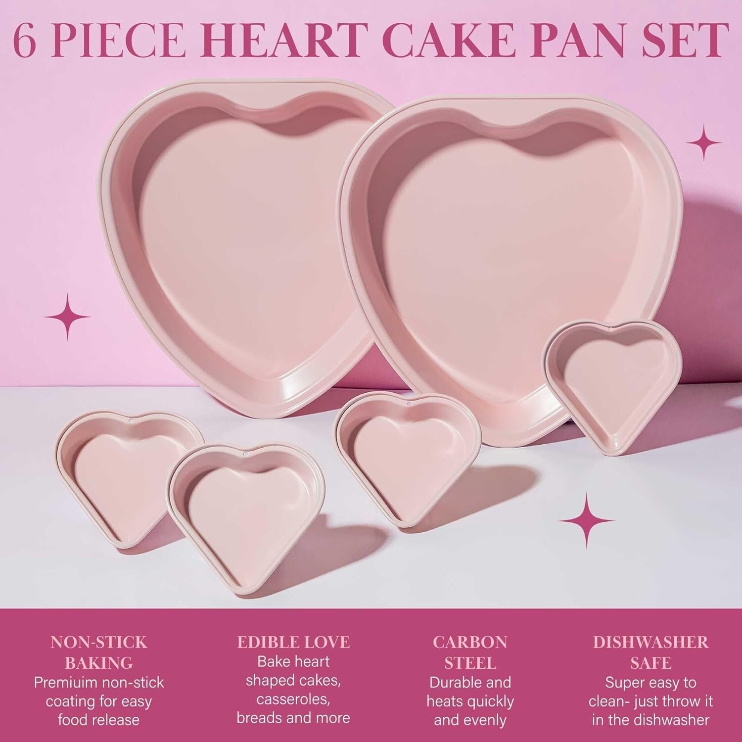 Durable Heart Shaped Nonstick Bakeware Set - Perfect for Birthday Celebrations