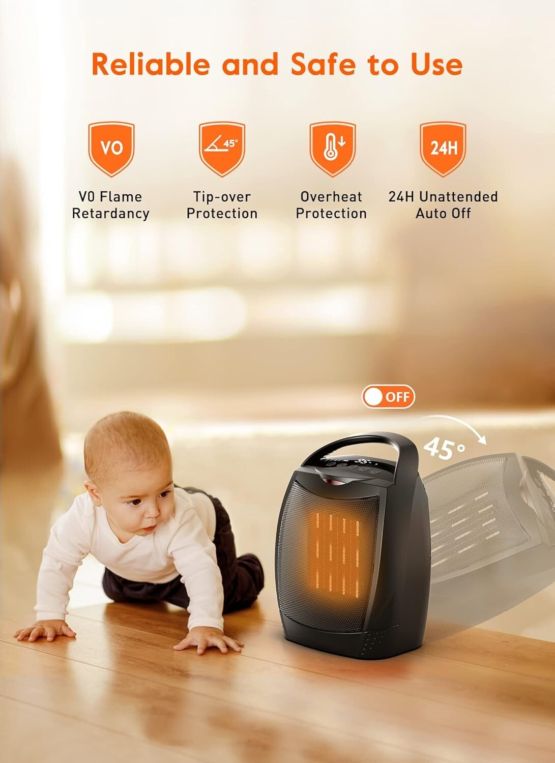 Digital Electric Heater - Instant Heating with 4 Modes for Home & Office