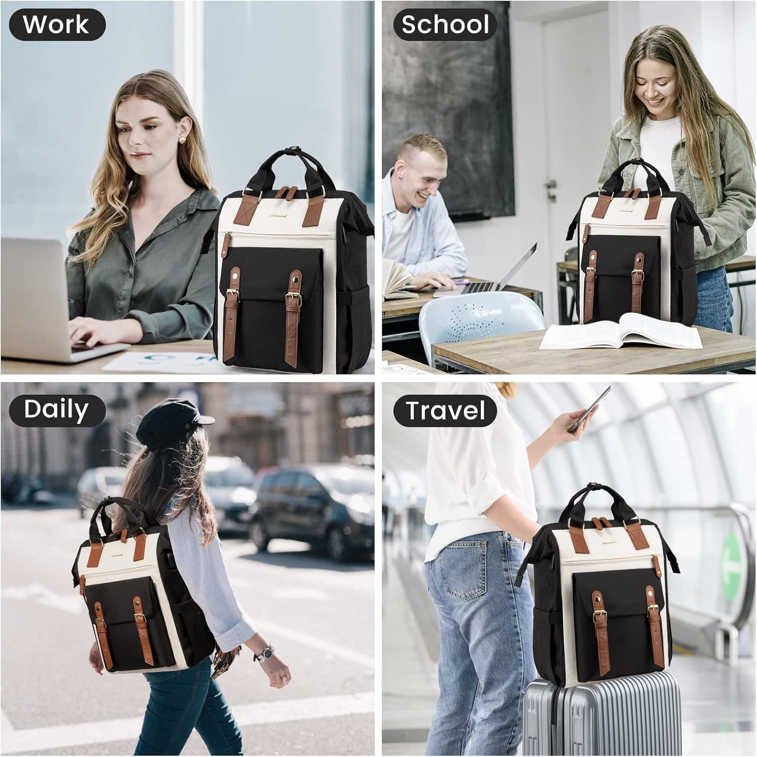 Stylish Wide Open Women’s Backpack – Perfect Work & Travel Bag for Professionals