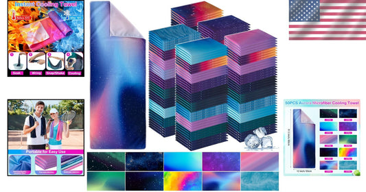 Breathable Polyester Cooling Towels - 50-pack of Soft 32x12 Inch Chilly Cloths