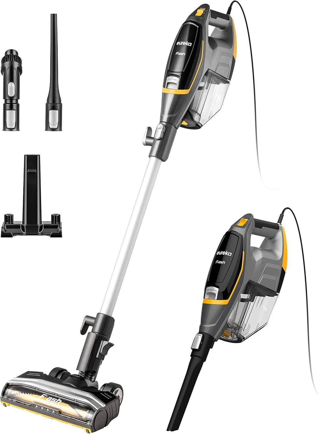 Flash Lightweight Stick Vacuum 15KPa Suction - Corded 2-in-1 for Carpet & Floors