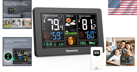Compact Wireless Weather Station with Temperature, Humidity, and Alarm Features