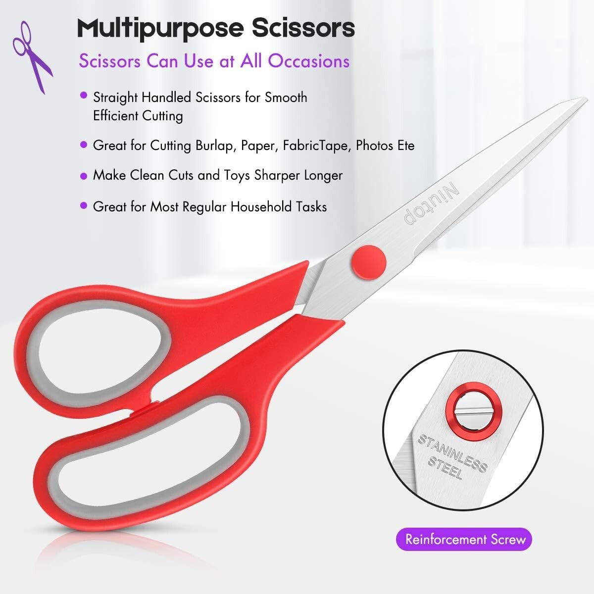 Ambidextrous 8" Cutting Scissors Set of 50 - Comfort and Precision Guaranteed