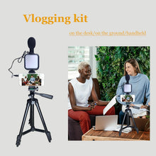 Load image into Gallery viewer, 50-Inch Extendable Tripod Smartphone Vlogging Kit with Lighting &amp; Remote Control