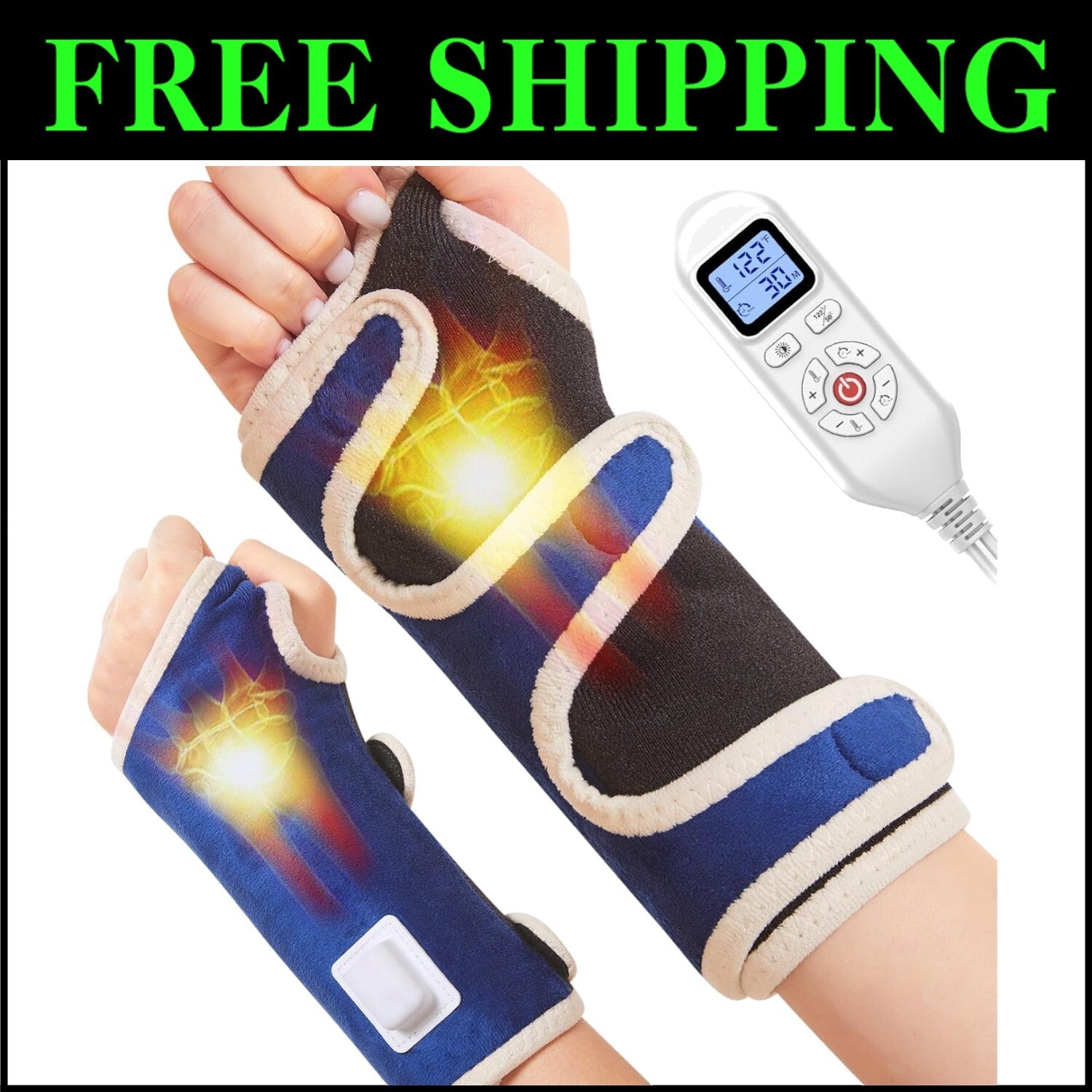 Ergonomic Heating Pad for Wrist Pain - Full Coverage, Timer & Digital Control
