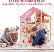 Load image into Gallery viewer, Sturdy 6-Room Dollhouse with 30 Modern Accessories - Creative Gift for Girls