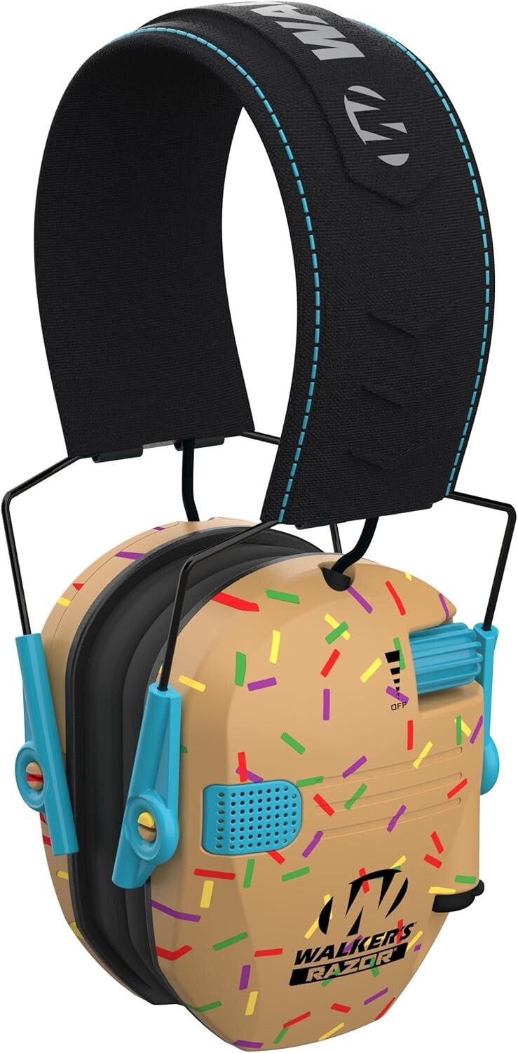 Elegant Golden Brown Sprinkles Earmuffs with Hearing Protection & Amplification