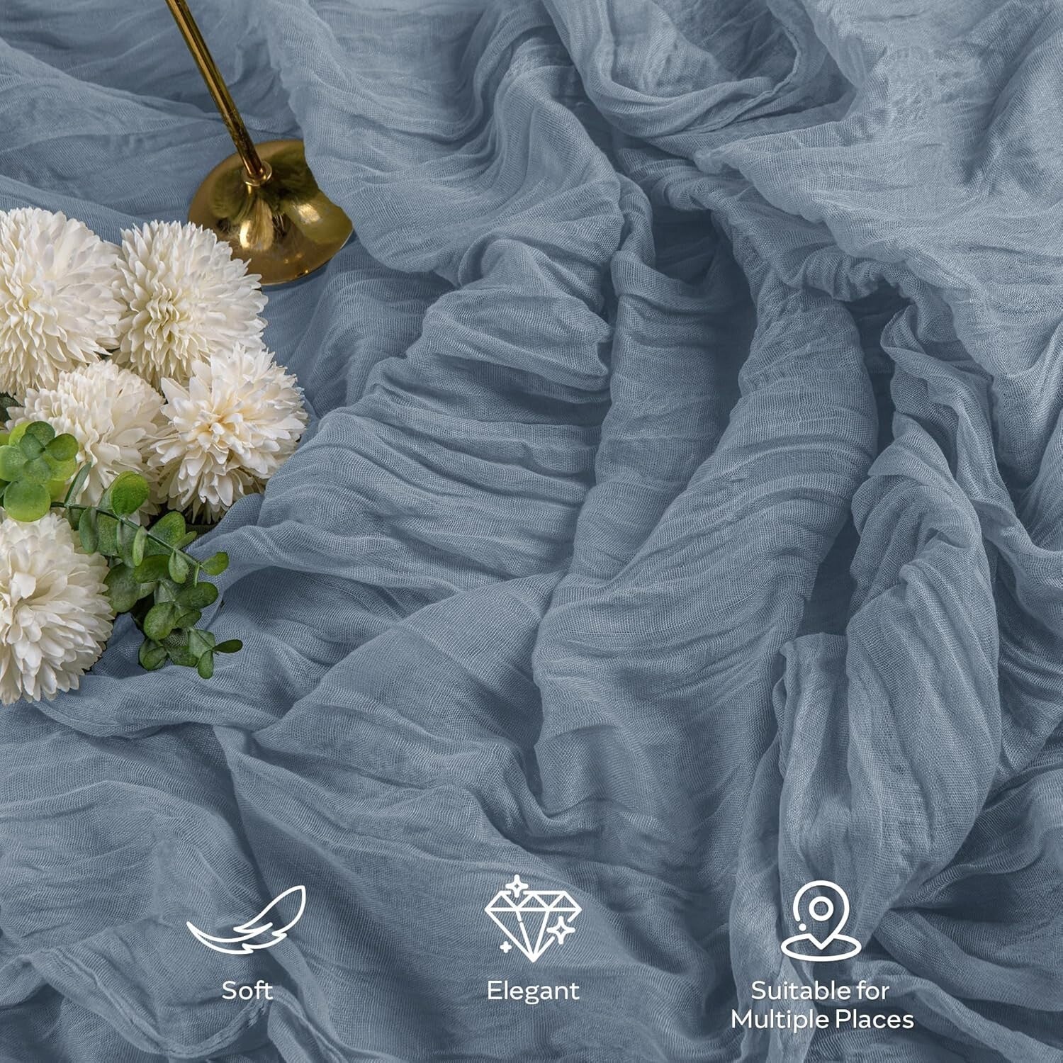 Versatile 35x120 Inch Dusty Blue Cheesecloth - Perfect for Weddings & Showers