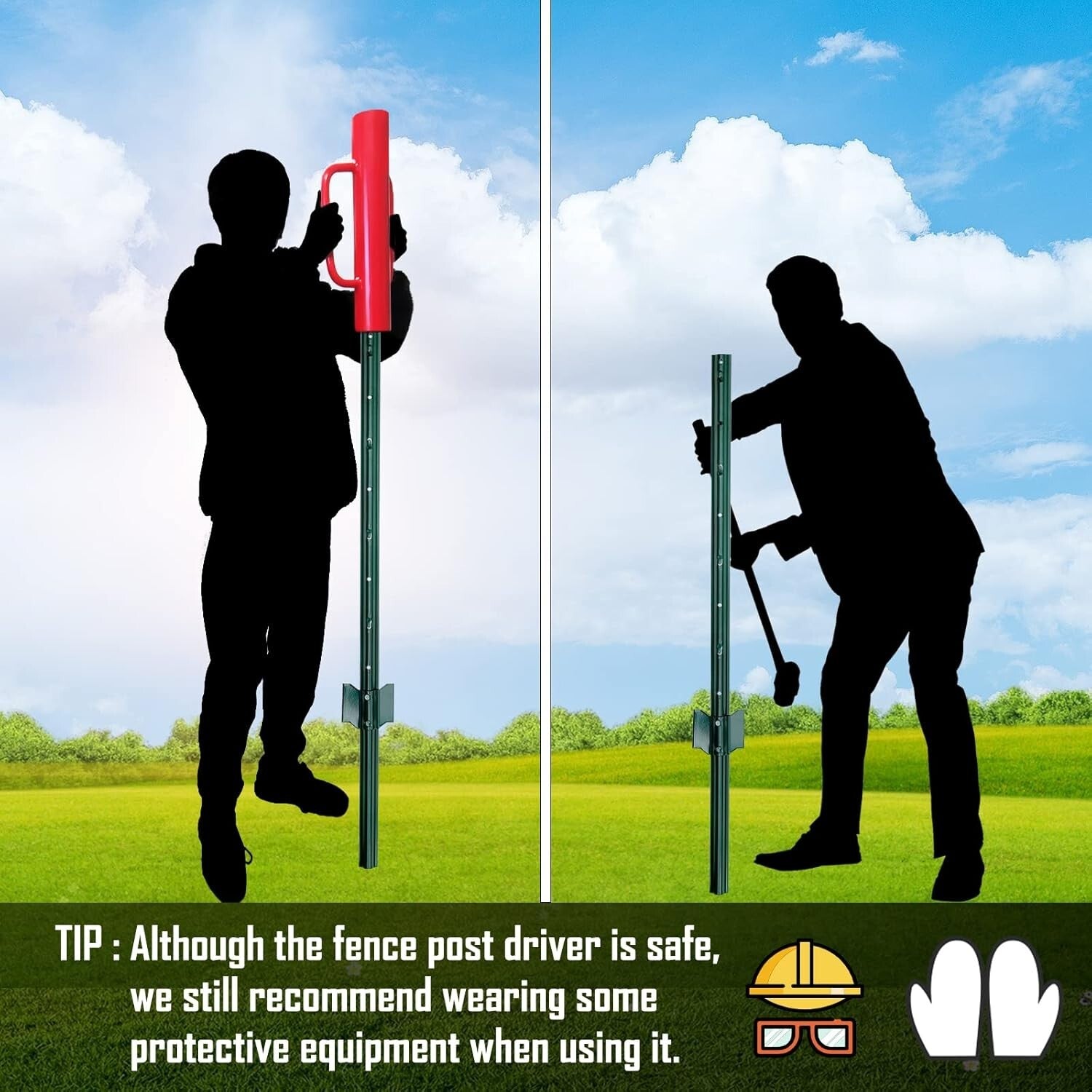 Durable 18LB T-Post Driver for Wood, Metal & U-Posts - 24 inch Precision Tool