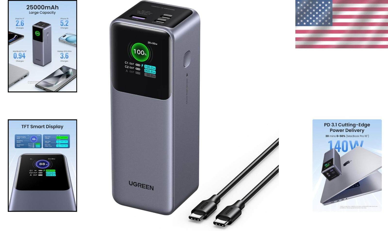 Nexode Power Bank - 25000mAh, 200W Fast Charger for Laptops & Mobile Devices