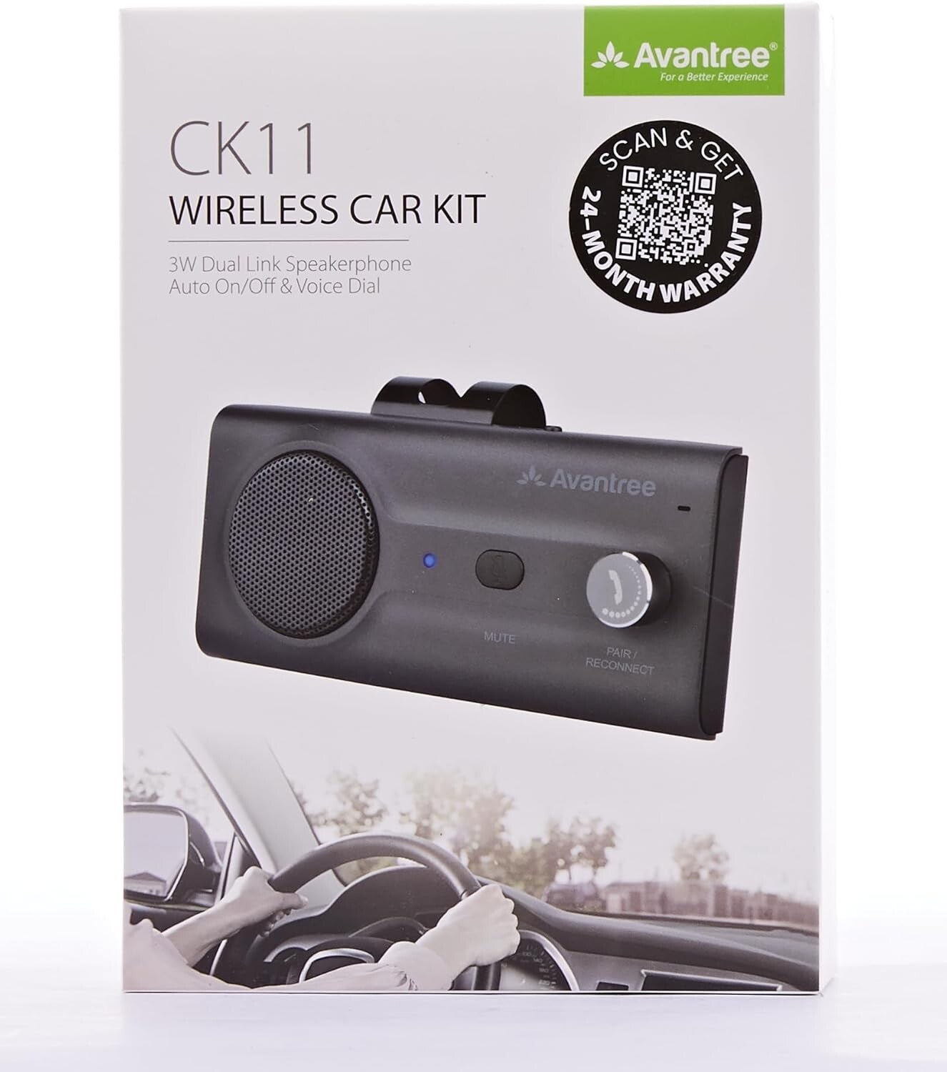 Hands-Free Car Audio Kit with Long Battery Life & Dual Phone Connectivity - CK11