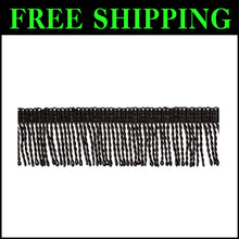 Load image into Gallery viewer, Versatile 10-Yard Bullion Fringe Trim in Pure Black - 2" Decorative Elegance