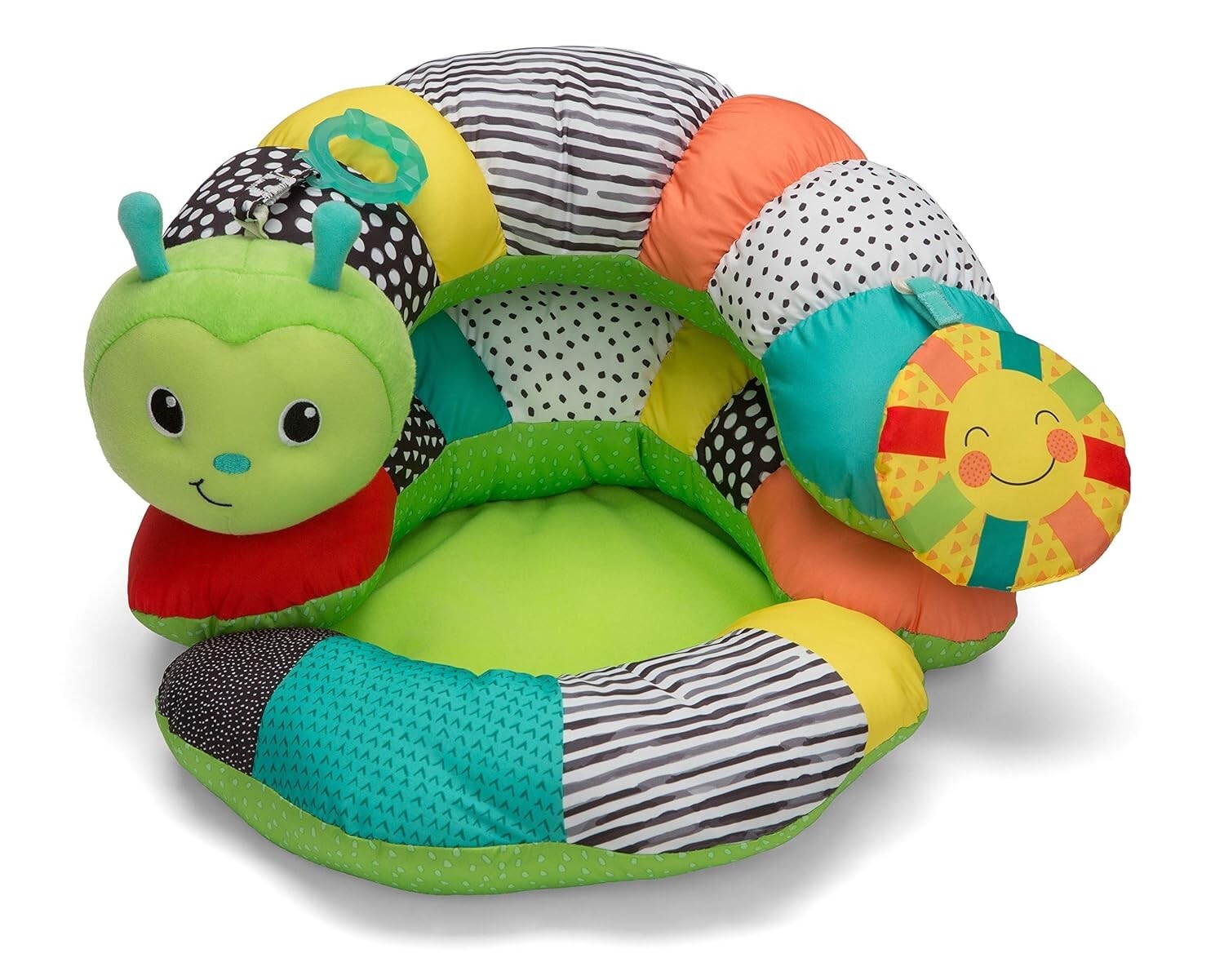Soft Plush Tummy Time Support with Detachable Teether & 3 Stackable Pillows