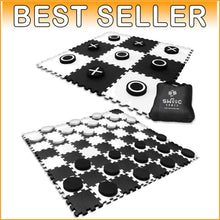 Load image into Gallery viewer, Portable 4ft x 4ft Giant Checkers &amp; Tic Tac Toe Game - Easy-Clean Foam Design