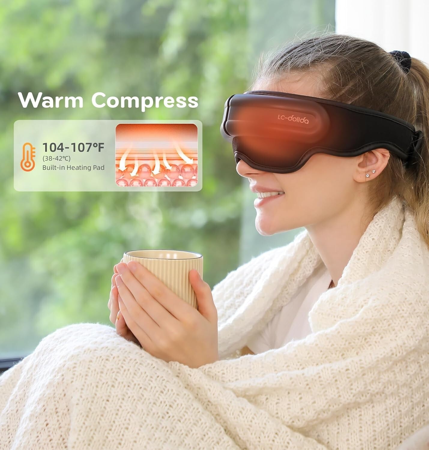 Air Compression Eye Massager with Heat - Alleviate Eye Fatigue & Dark Circles