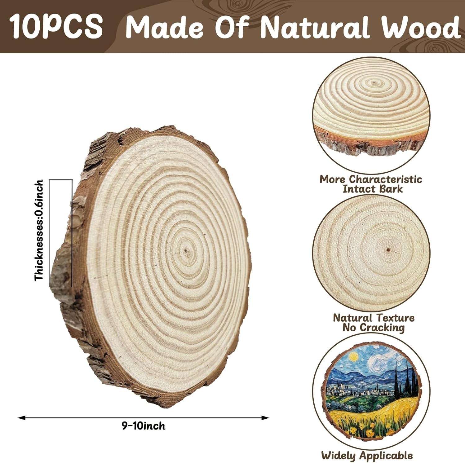 Set of 10 Versatile Wooden Discs - Ideal for DIY Crafts, Decor, and More!