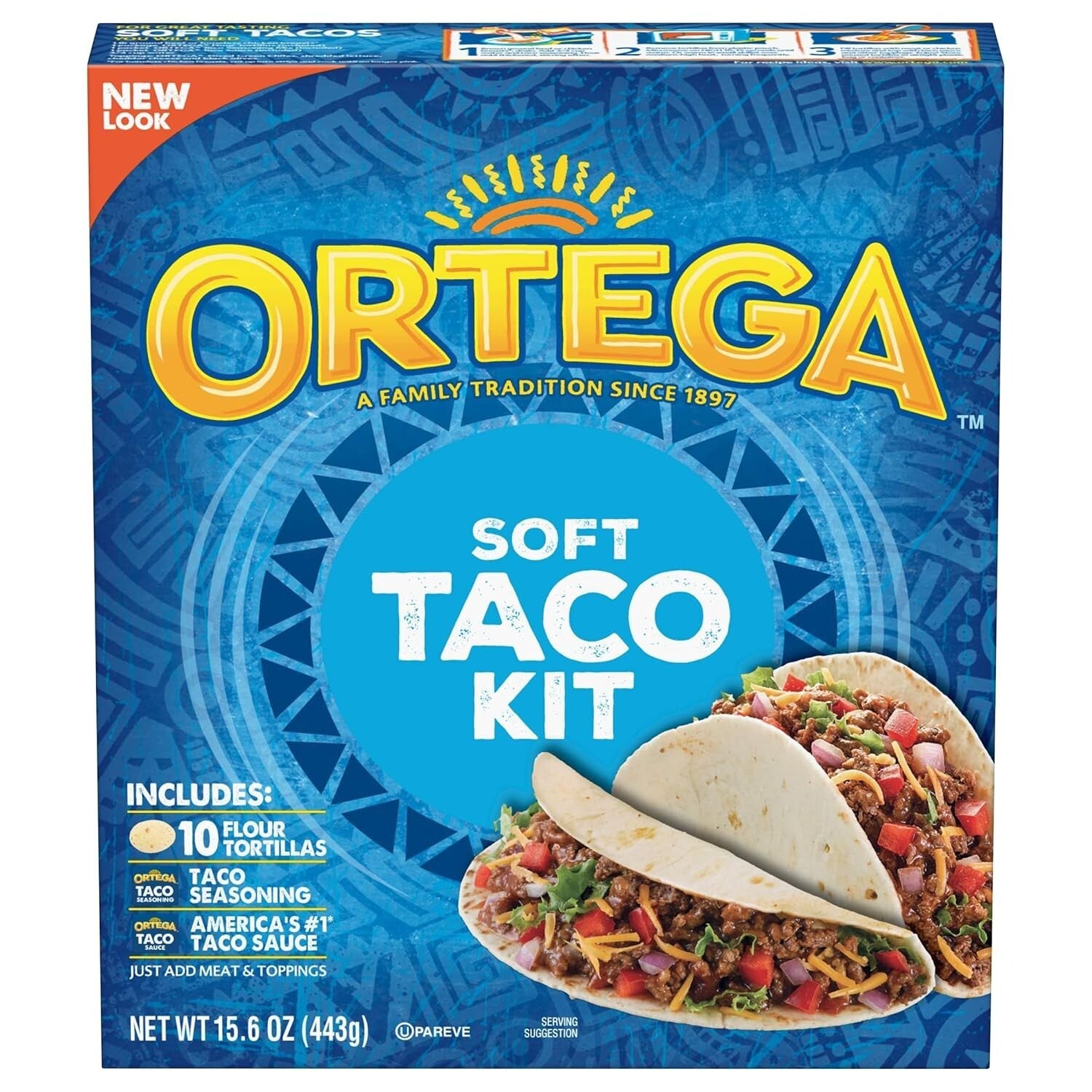 Convenient Taco Dinner Kit: 10 Soft Flour Tortillas & Taco Sauce, 12 Packs