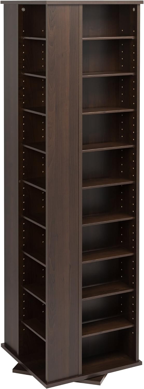 Espresso 4-Sided Revolving Media Storage Cabinet – Space-Saving Tower