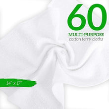 Load image into Gallery viewer, Durable 60-Pack White Terry Towels - Soft, Absorbent Washcloths for All Needs