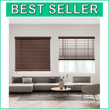 Load image into Gallery viewer, Light Filtering Faux Wood Blinds - 2" Slats, 34" W x 60" H, Safety and Elegance