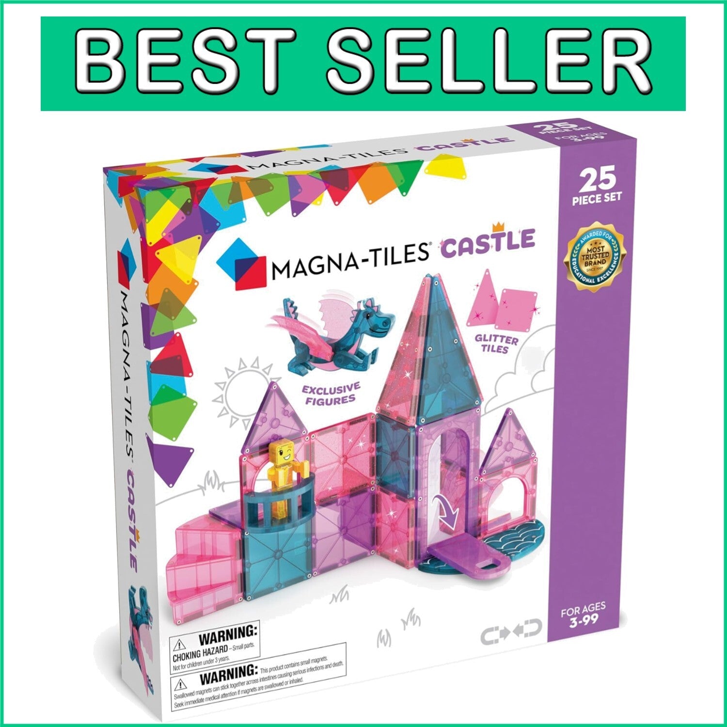 Deluxe Castle Magnetic Construction Set Featuring Spiral Staircase & Drawbridge