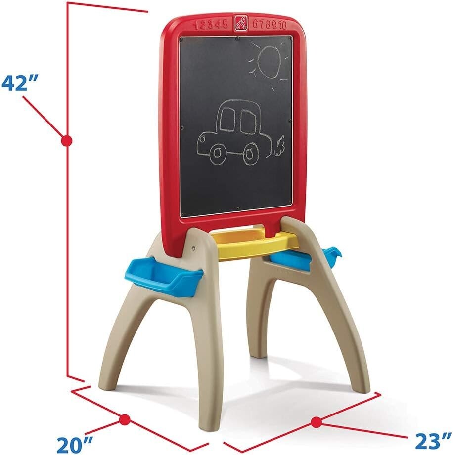All Around Easel for Two: Durable Kids Activity Table with Chalkboard & Markers