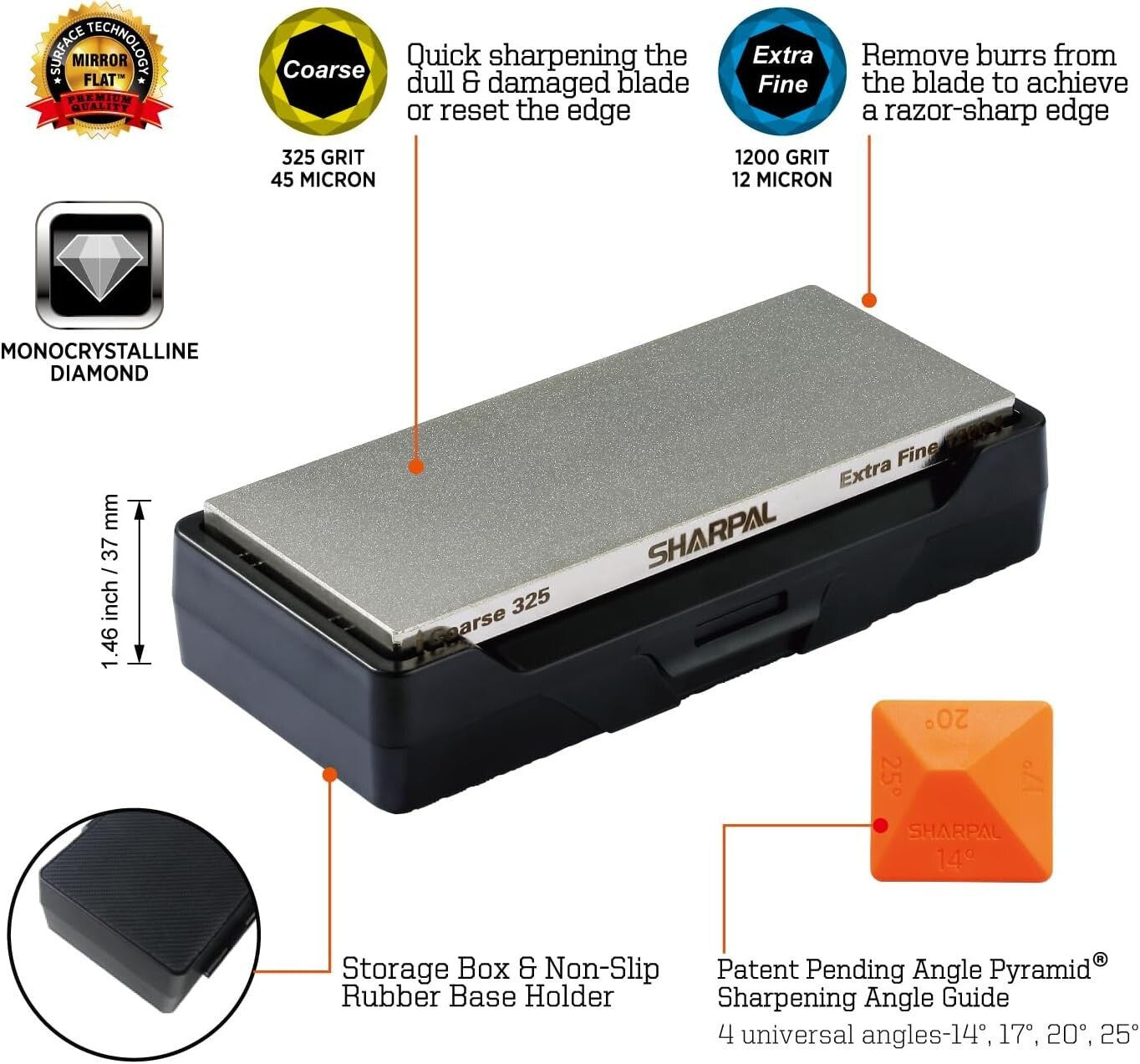 Dual Grit Diamond Sharpening Stone Whetstone 6.5inx3.27in - Perfect Father's ...