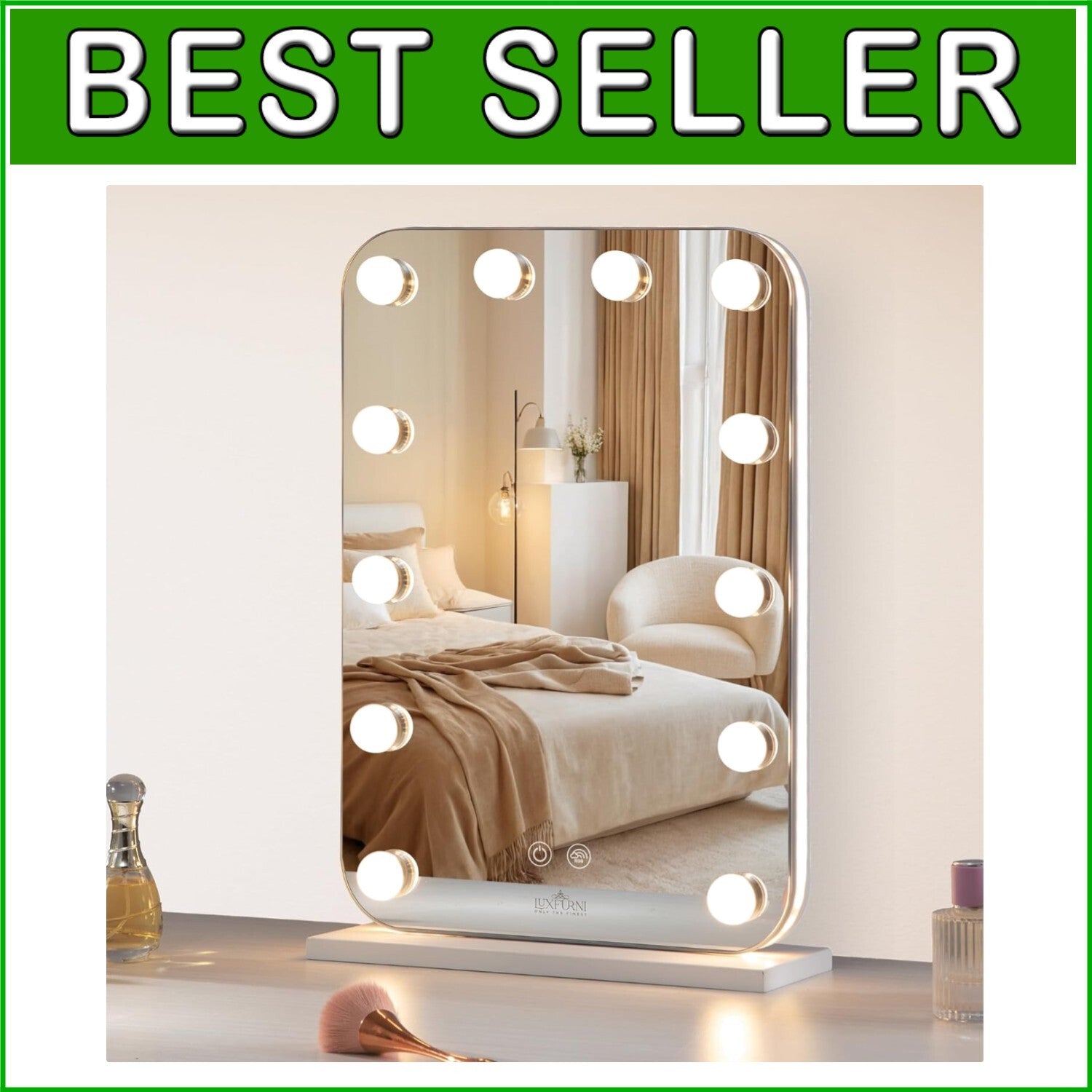 Elegant Vanity Mirror with RGB Lighting and Adjustable Brightness - 20.3"x14"
