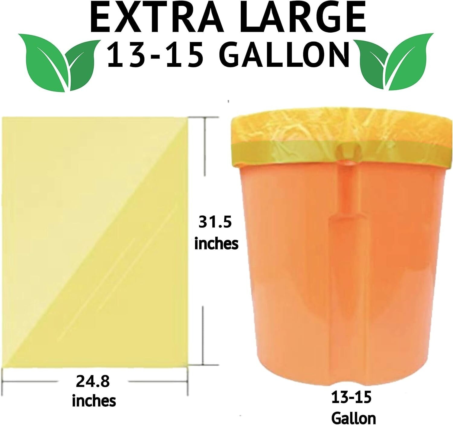 Durable 13 Gallon Plant-Based Drawstring Trash Bags - 75 Count Eco-Friendly Pack