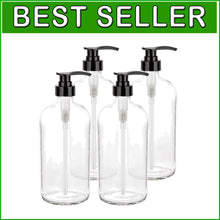Load image into Gallery viewer, Durable 32 oz Flint Glass Pump Dispenser - Reusable Shampoo Bottle Solution