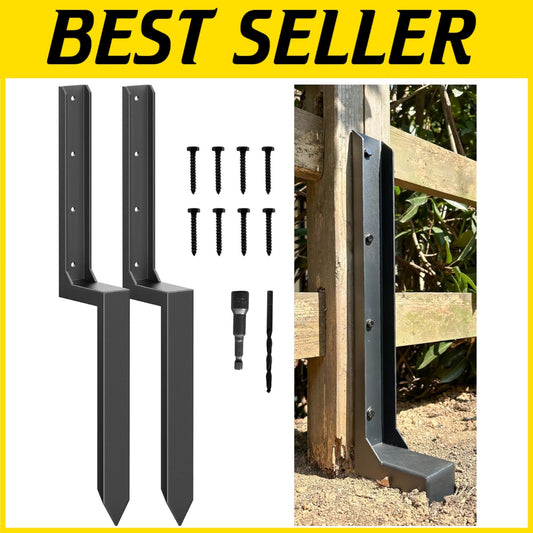 Sturdy Fence Post Repair Kit - H-Stakes Anchors 2-Pack for Maximum Stability