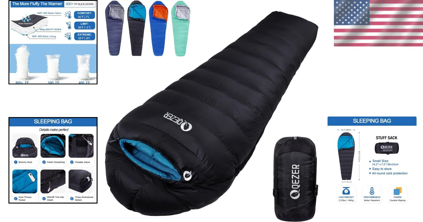 Ultralight Down Sleeping Bag for Adults - Ideal for Cold Weather Adventures