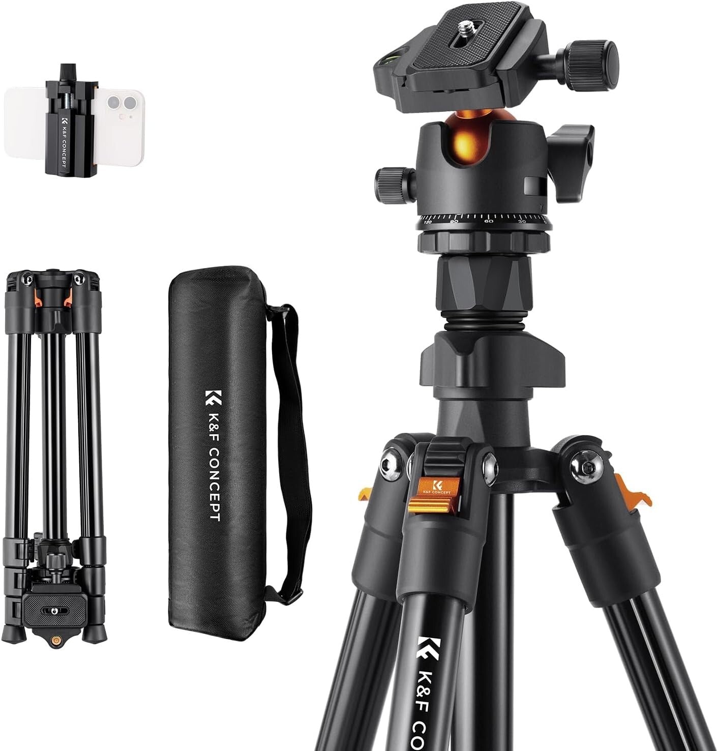 Effortless Outdoor Shooting with 64 Inch Lightweight Tripod & Smartphone Clip