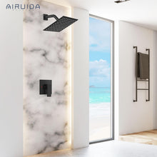 Load image into Gallery viewer, Ultra-Thin 8-Inch Matte Black Rain Shower Set - Wall Mount with Valve Included