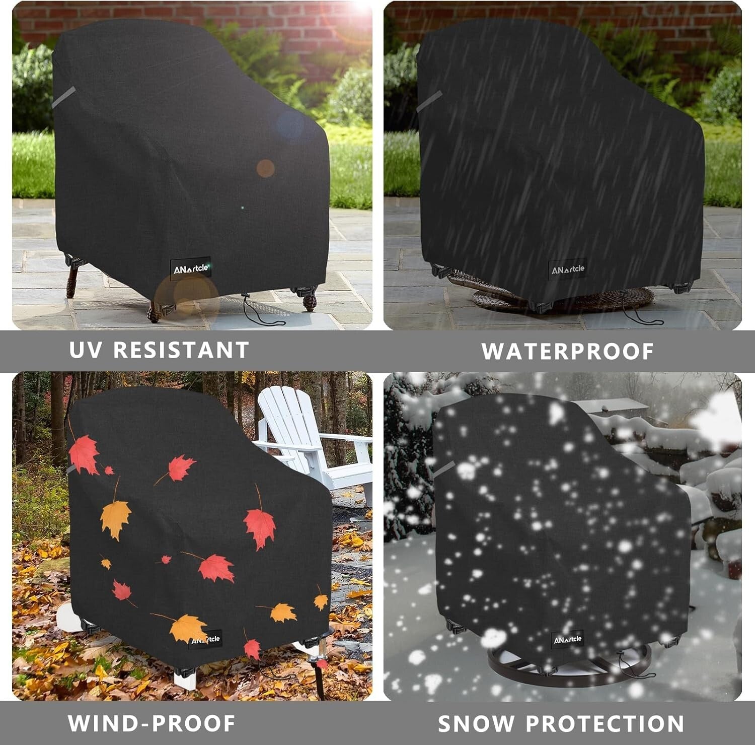 Secure-Fit Waterproof Swivel Patio Chair Covers, 2-Pack with Air Vents & Straps