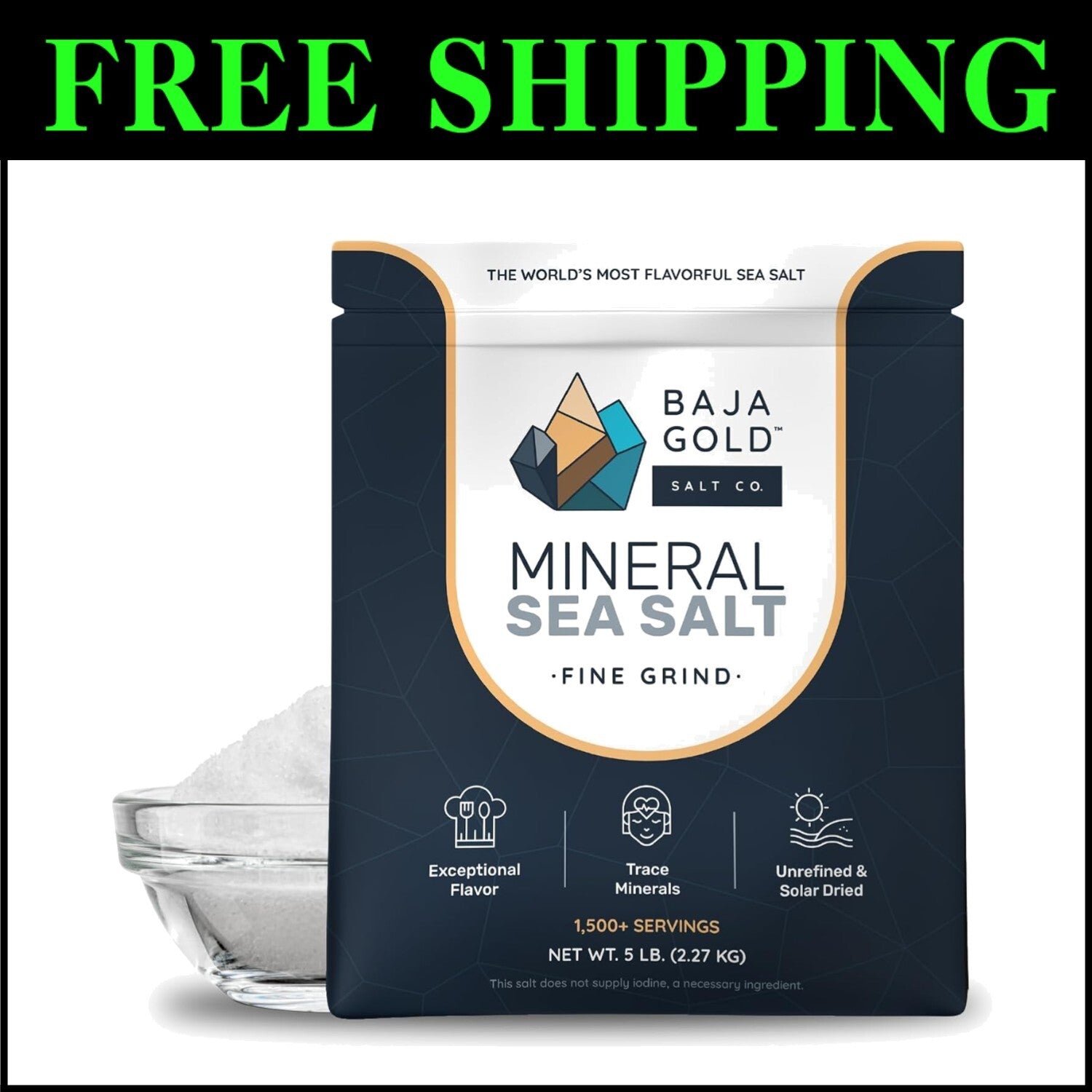 Pure & Natural Mineral Sea Salt - Perfect for Cooking & Finishing Dishes, 5 lb