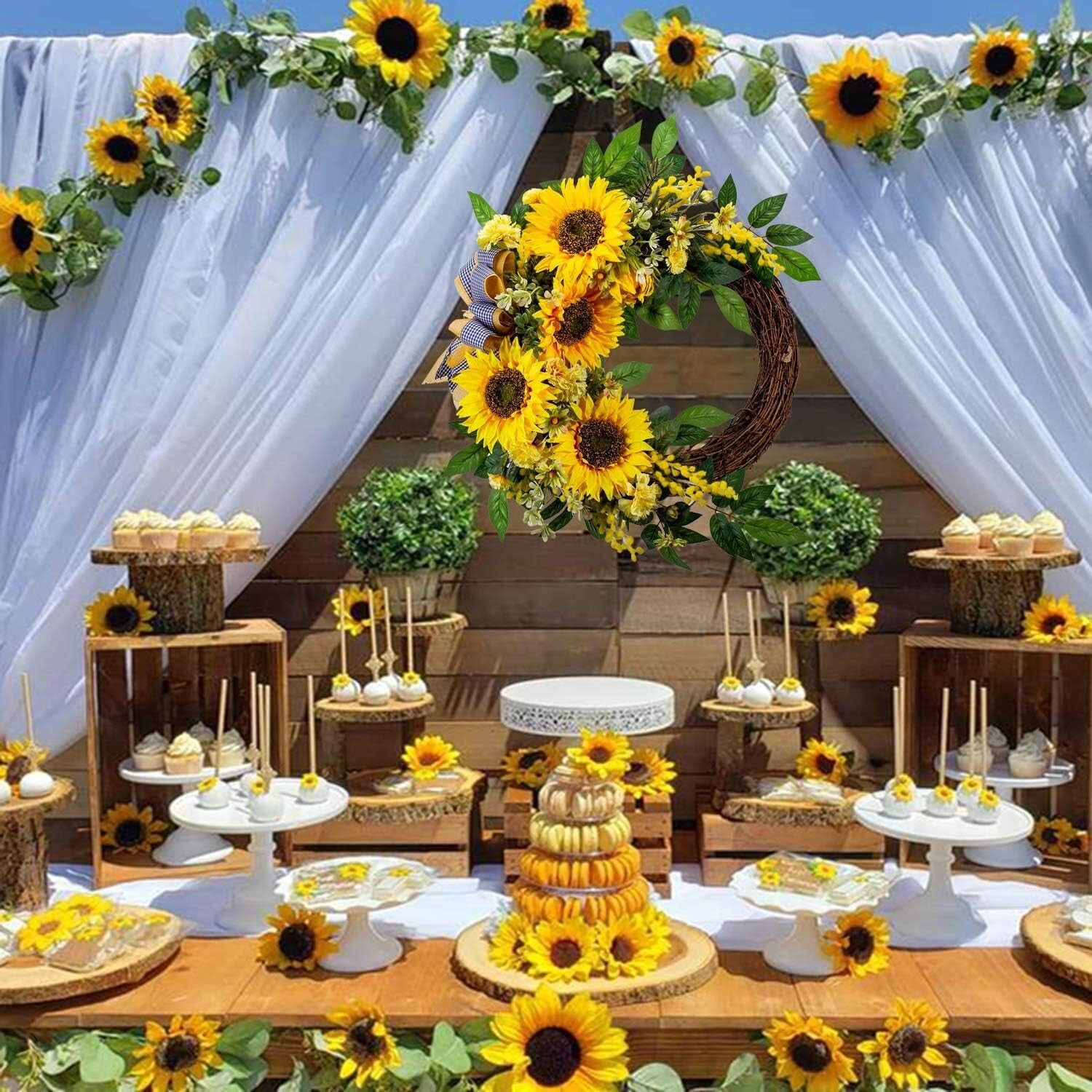 Charming 18' Sunflower Wreath Perfect for Valentine's and Mother's Day Gifts