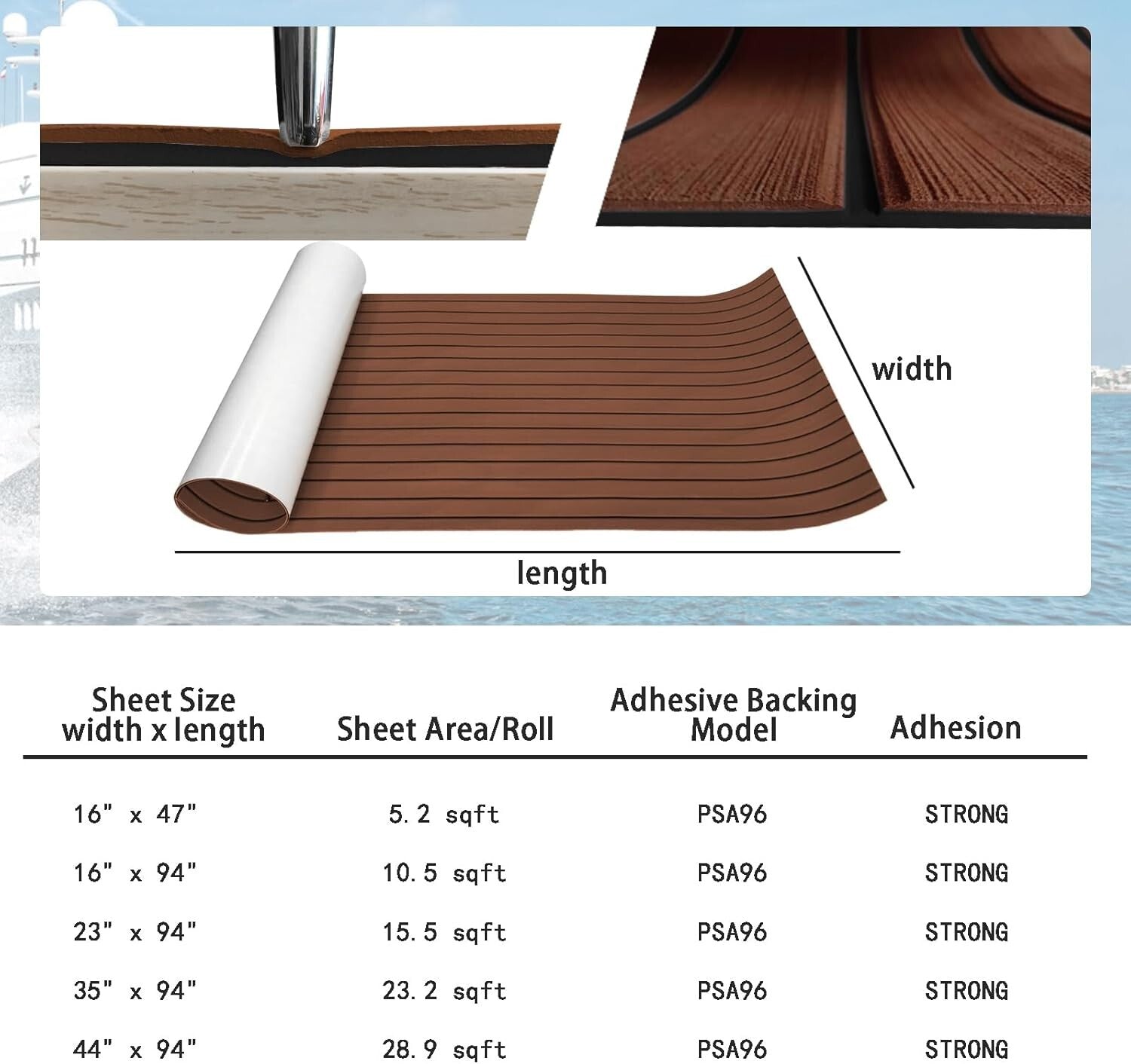Durable Faux Teak EVA Foam Decking - Easy Installation Non-Slip Boat Flooring