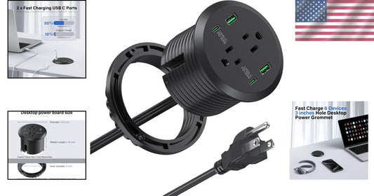 Versatile Desktop Power Station - 40W Charging Solution with Flush-Mount Design