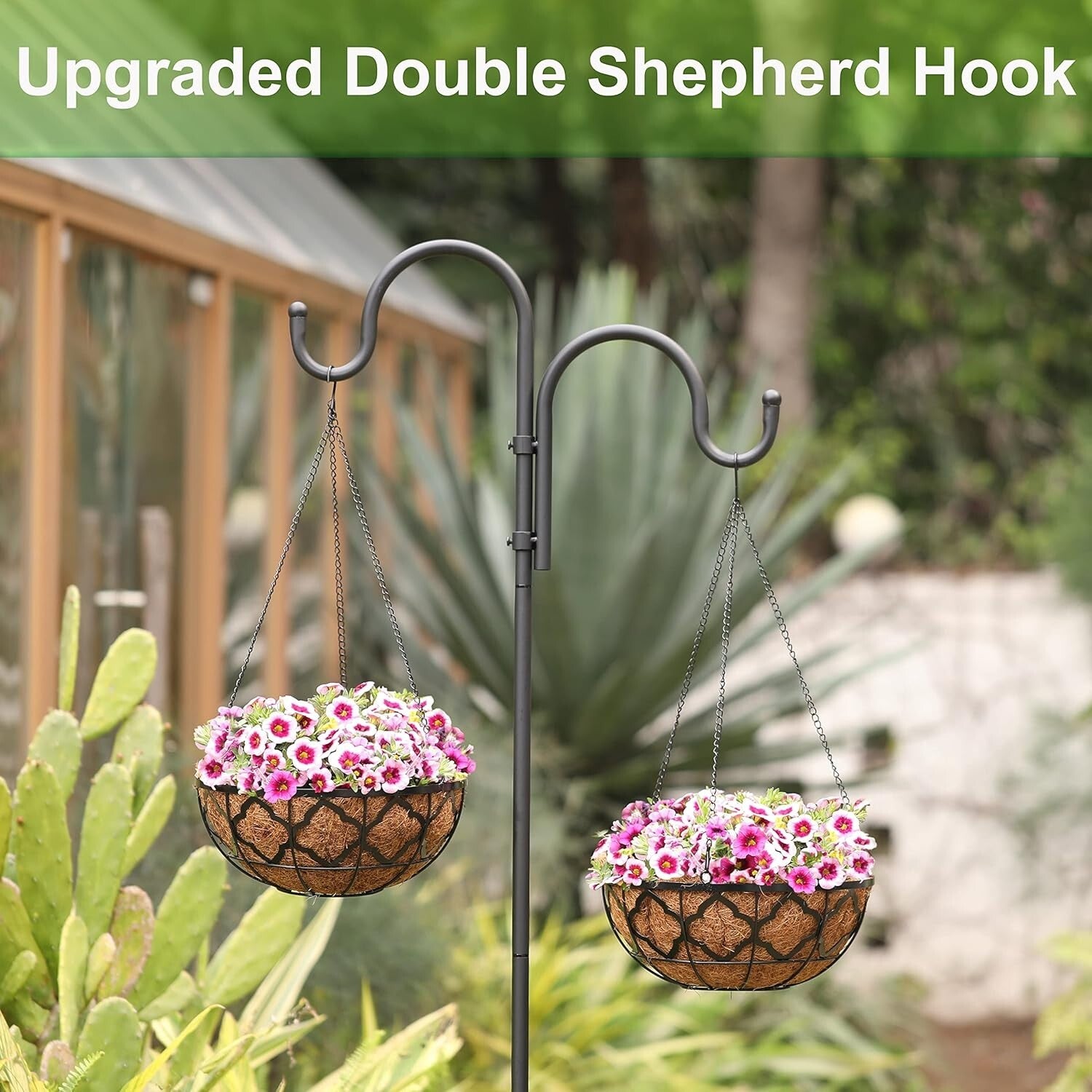 Versatile 2-Pack Double Shepherds Hooks with 5-Prong Base for Premium Stability