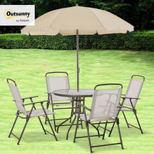 Load image into Gallery viewer, Stylish Outdoor Dining Set for 4 - 6 Pieces with Umbrella &amp; Tempered Glass Table
