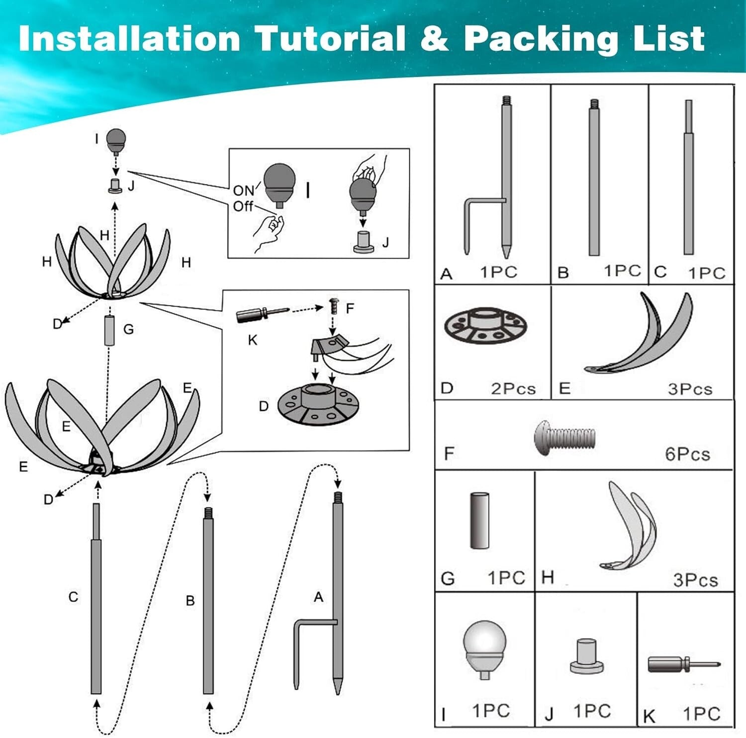 82-Inch Weather-Resistant Solar Wind Spinner - Vibrant LED Floral Design