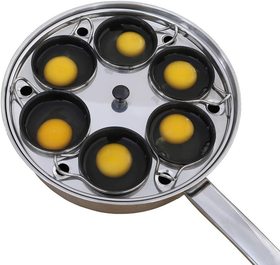 Deluxe Egg Poacher Pan with Tempered Glass Lid - Perfect Poached Eggs Made Easy