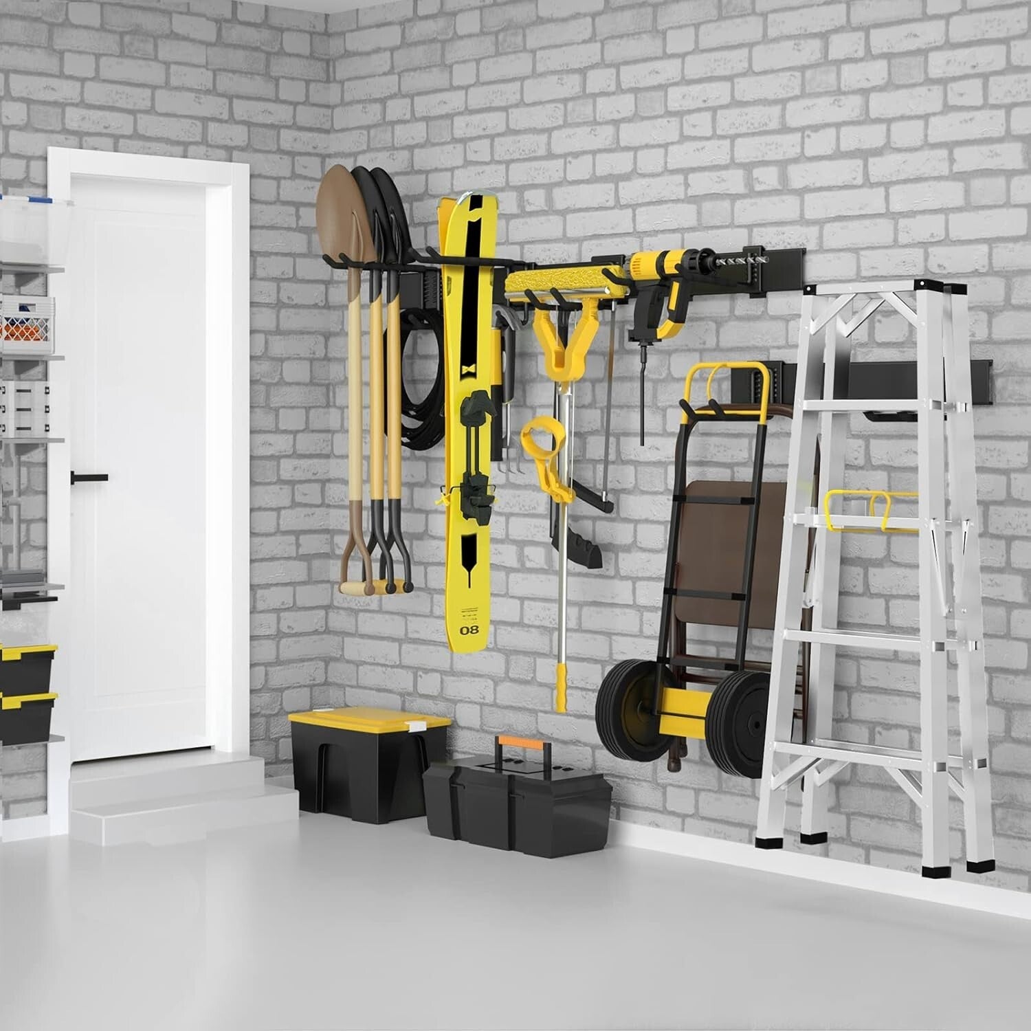 Effortless Tool Organization: 48-Inch Wall-Mounted Rack with Adjustable Hooks