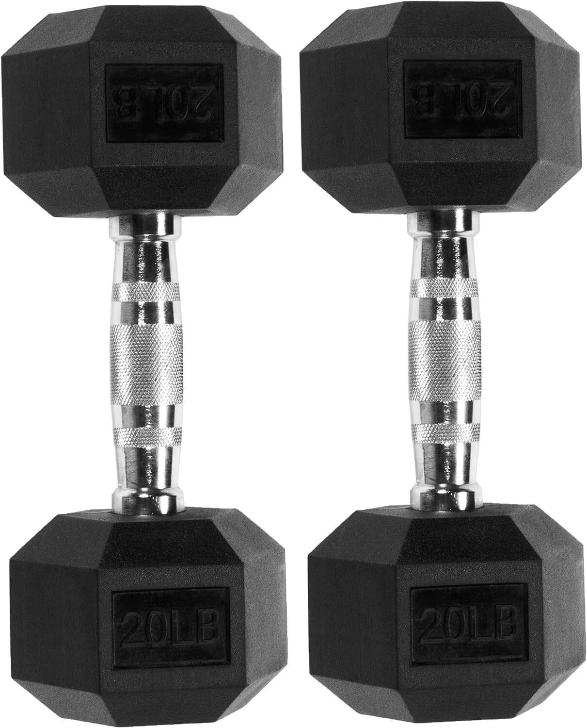 Comfort-Grip 20LB Rubber Hex Dumbbell Pair - Ideal for Full Body Workouts