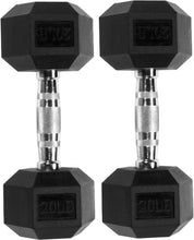 Load image into Gallery viewer, Comfort-Grip 20LB Rubber Hex Dumbbell Pair - Ideal for Full Body Workouts